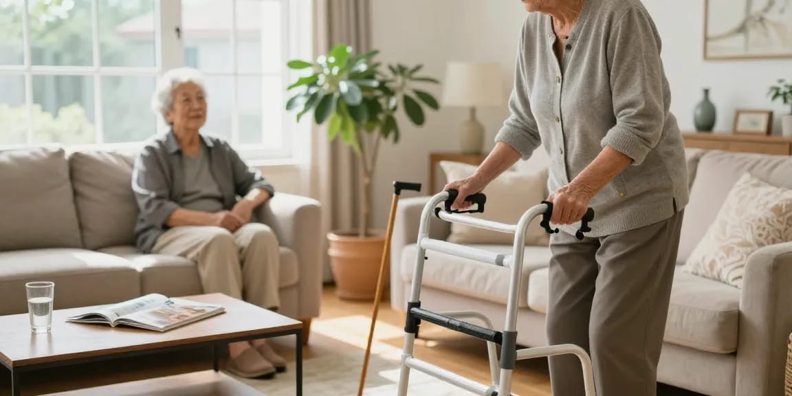 Person using mobility aids to enhance independence at home, highlighting the importance of buy nobility aids.