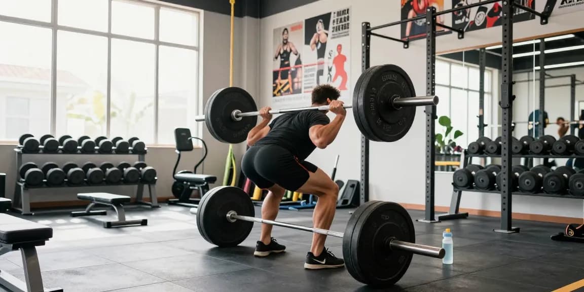 Bodybuilder hebt Gewichte in einem modernen Fitnessstudio im Anabolika Shop Deutschland für effektiven Muskelaufbau.