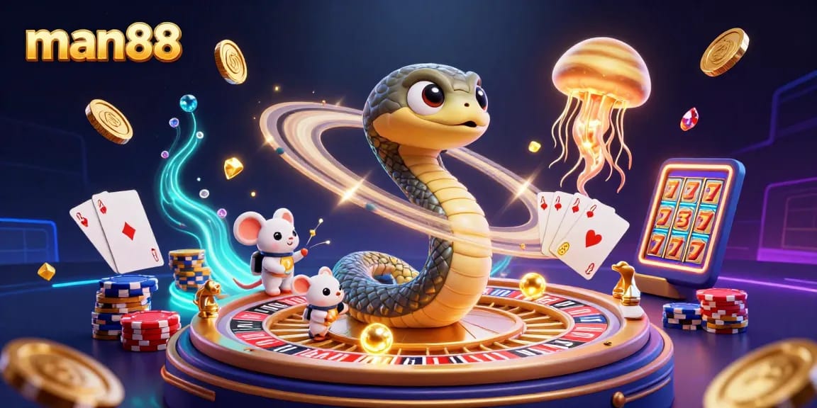 Experience the thrill of man88 as astronaut mice bet on Saturn's roulette rings.