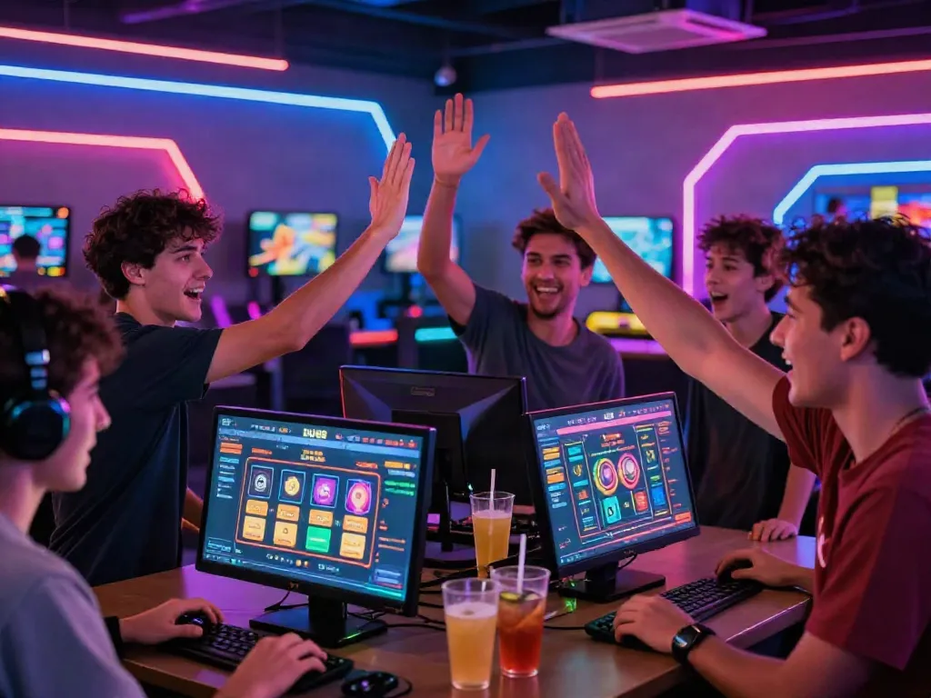 Engaged players enjoying the DU88 betting experience in a vibrant gaming lounge.