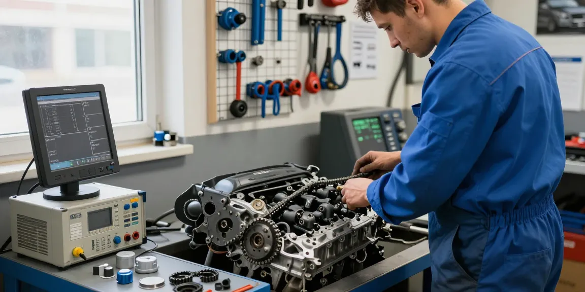 BMW Steuerkette Wechseln von einem qualifizierten Techniker in einer professionellen Werkstattumgebung