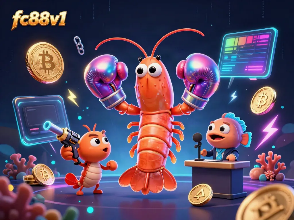 Engage with fc88v1's dynamic online casino experience featuring lively 3D characters and crypto elements.