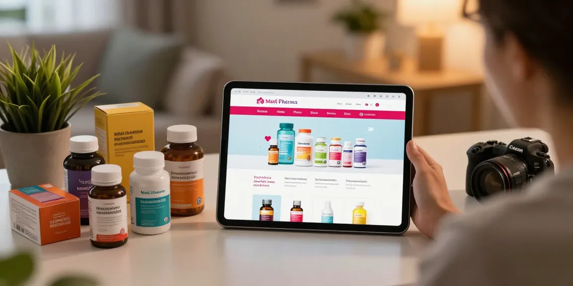 Fesselndes Online-Shopping-Erlebnis im Medi Pharma Shop mit Gesundheitspräparaten und Hautpflegeprodukten.