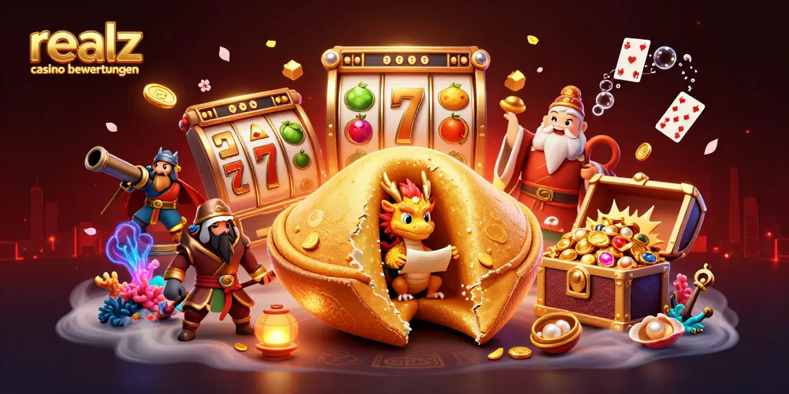 Erleben Sie aufregende Spiele bei Realz Casino Bewertungen mit einer bunten Casino-Illustration, die Spannung verspricht.