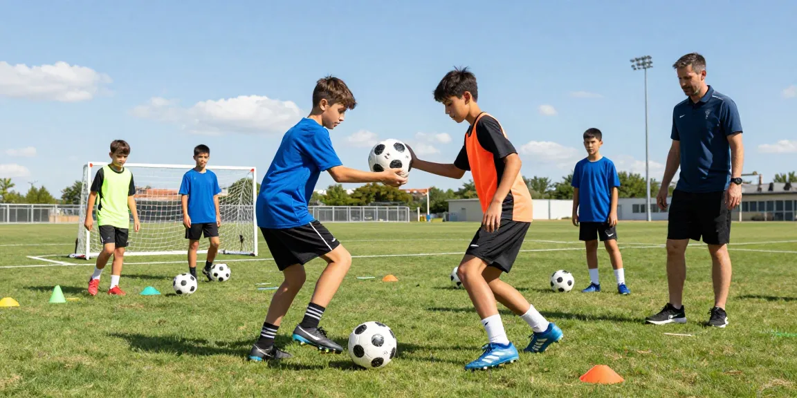 Professionelle Spieler trainieren mit einem hochwertigen Trainingsball Fußball auf dem Feld.