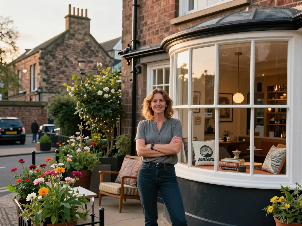 airbnb management chester host smiling in front of welcoming property with local architecture