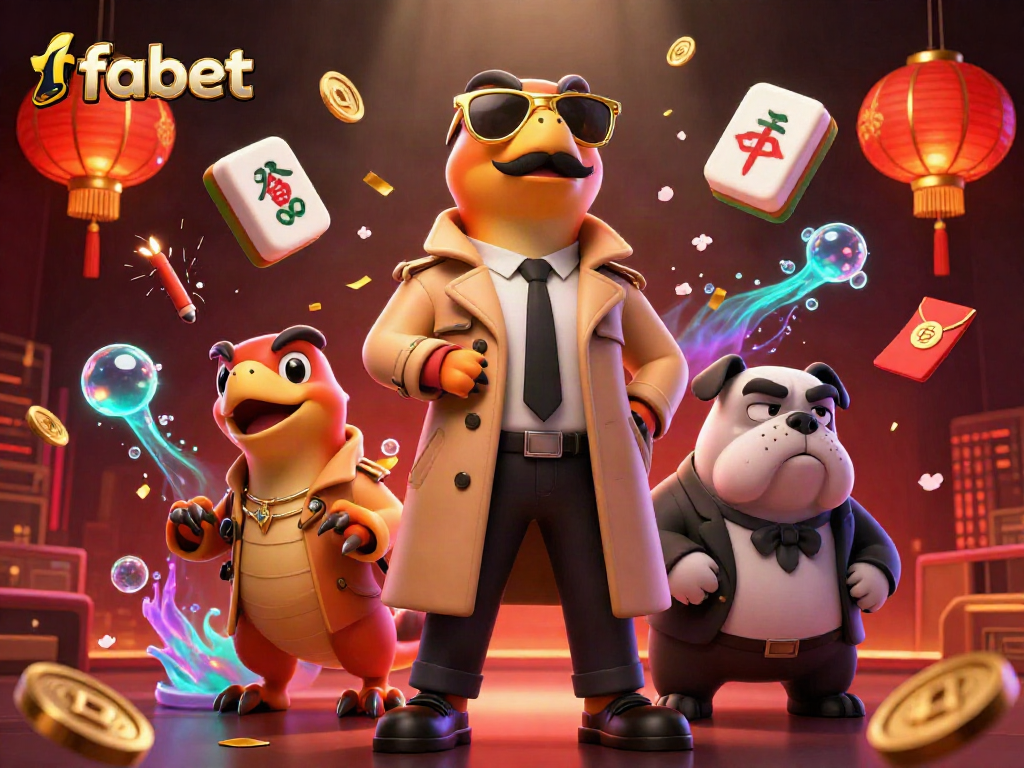 Experience fabet's thrilling VIP casino lounge with raptors in disguise and vibrant gambling elements.