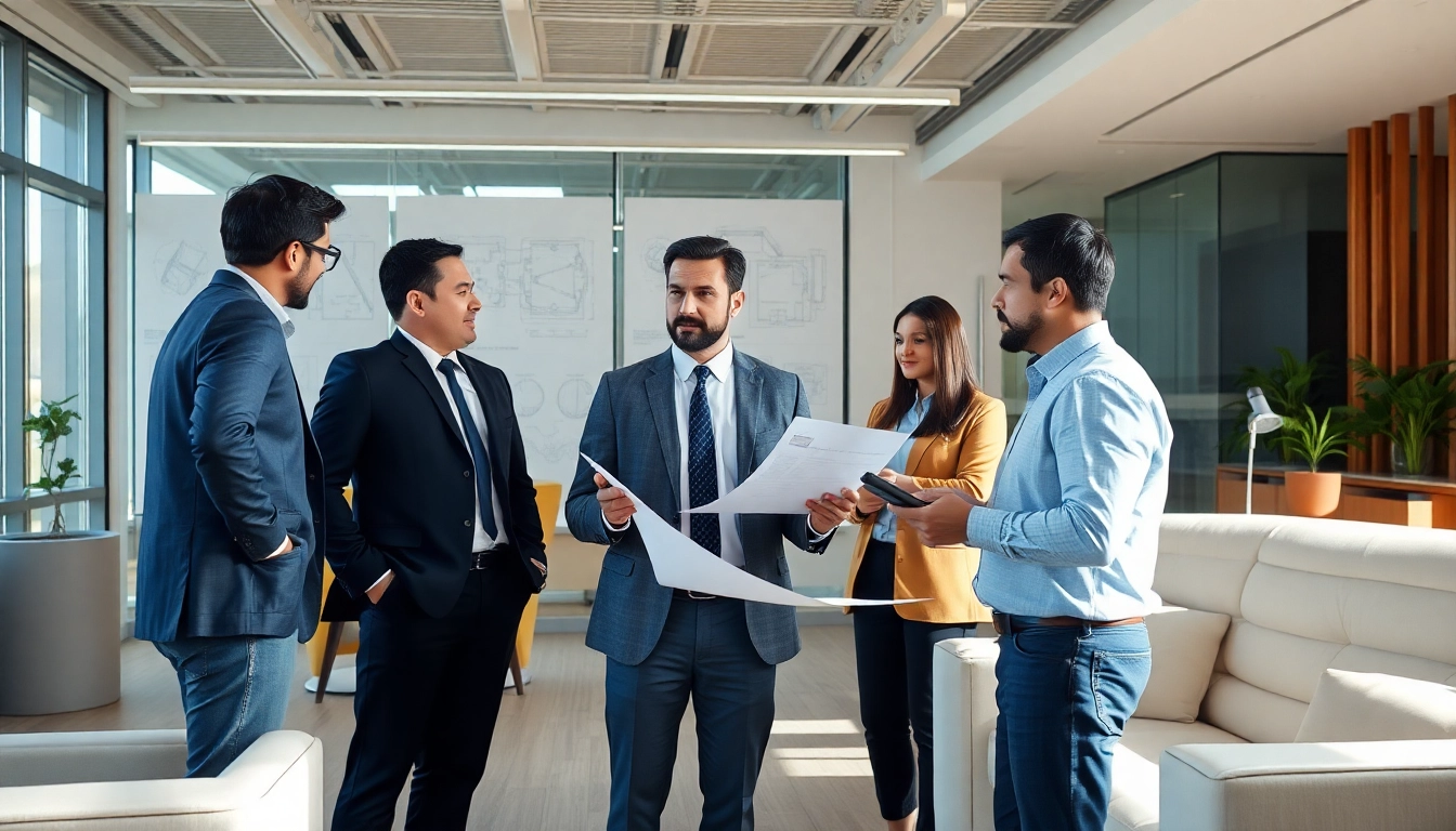 Headhunter Ingenieure in a modern office, facilitating dynamic discussions with engineering talents.