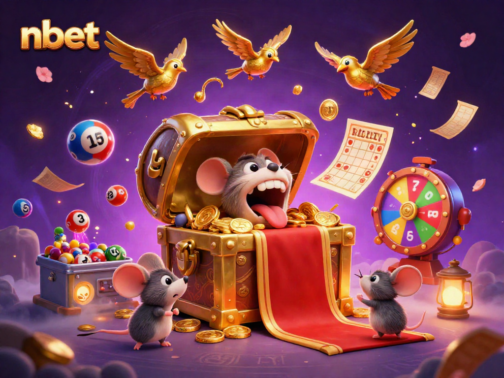 Experience vibrant gaming excitement with nbet's treasure chest in this dynamic casino scene.