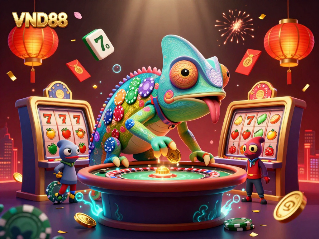 Experience thrilling gameplay at VND88 with a vibrant casino scene featuring engaging characters.