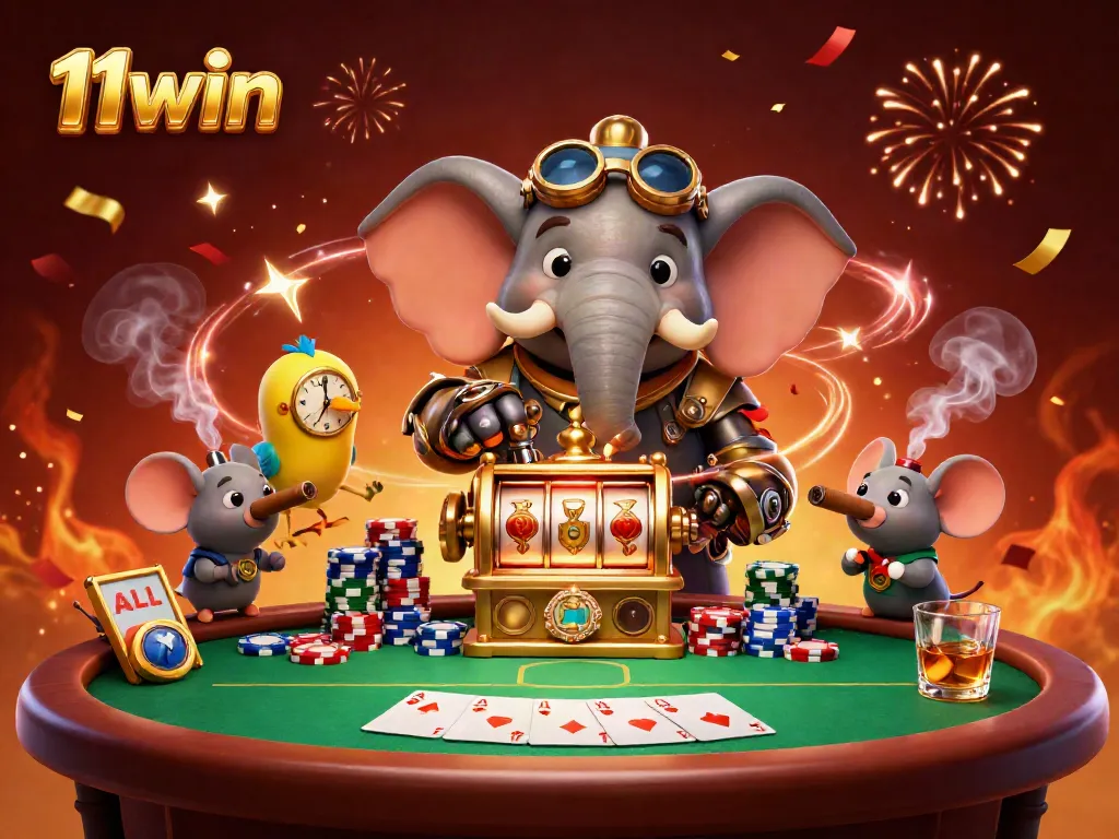 Experience exhilarating gameplay with 11win at a vibrant casino table, featuring stunning steampunk characters.