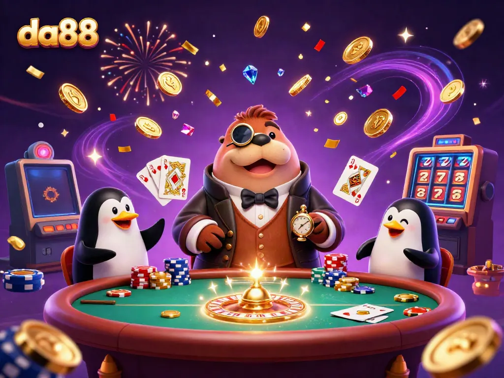 Enjoy thrilling gameplay at da88 with a vibrant underwater poker scene featuring delightful characters.