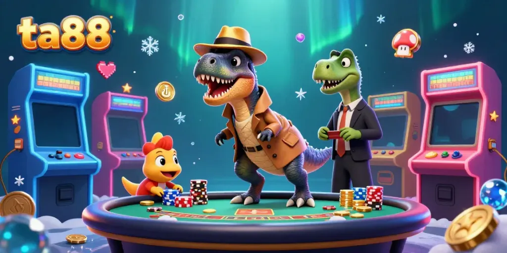 Experience thrilling blackjack action with ta88 in a vibrant 3D cartoon casino scene.