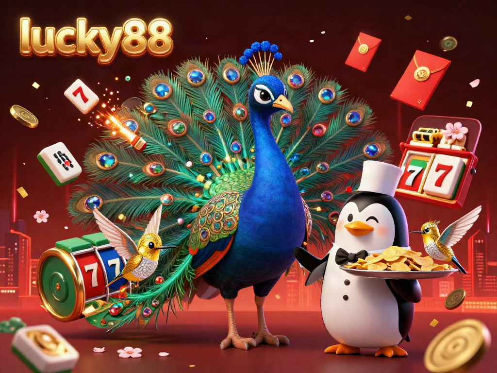 Engage with lucky88's vibrant casino atmosphere featuring animated characters and dynamic gaming elements.