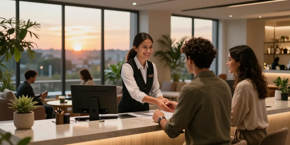 Experience the welcoming ambiance at https://www.carterhotel.com with modern reception and stunning sunset views.